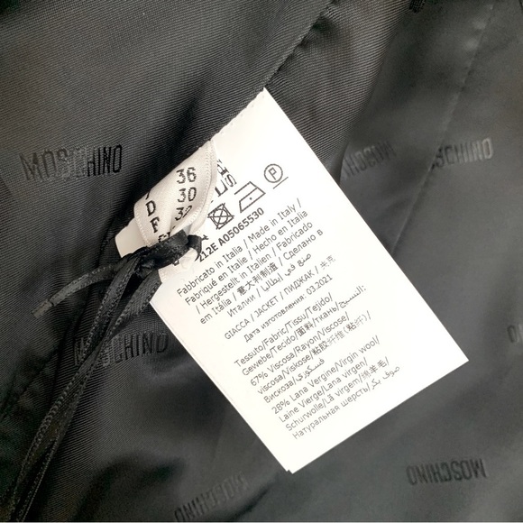 🐻 MOSCHINO Black Twill Teddy Bear Button Blazer Jacket - Picture 13 of 13